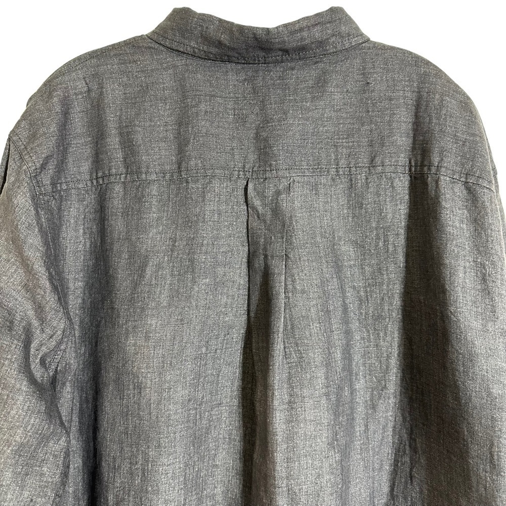 Carbon2Cobalt Grey 100% Linen Longsleeve Button-up Shirt - Picture 5 of 8